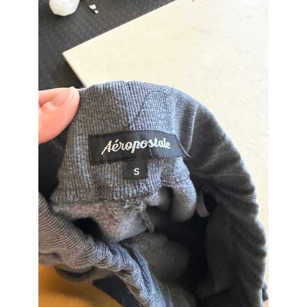 Aeropostale Womens Charcoal Gray Fleece Joggers Sweatpants Aero 1987 Logo Small - Picture 4 of 4